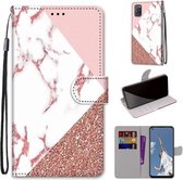 Voor OPPO A52 / A92 / A72 Gekleurde Tekening Cross Texture Horizontale Flip PU Leather Case met Houder & Kaartsleuven & Portemonnee & Lanyard (Roze Steen Textuur)