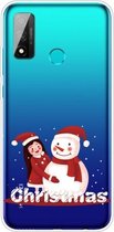 Voor Huawei P Smart 2020 Christmas Series Transparante TPU beschermhoes (Girl Snowman)