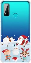 Voor Huawei P Smart 2020 Christmas Series Transparante TPU beschermhoes (sneeuwentertainment)