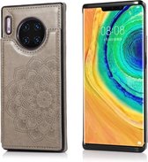 Voor Huawei Mate 30 Mandala-patroon met dubbele gesp PU + TPU-beschermhoes met kaartsleuven en houder & fotolijst (grijs)