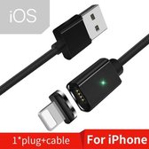 2 STUKS ESSAGER Smartphone Snel opladen en gegevensoverdracht magnetische kabel, kleur: zwart iOS-kabel (2 m)