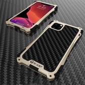 Voor iPhone 11 Pro R-JUST AMIRA schokbestendige stofdichte metalen beschermhoes (zwart goud)