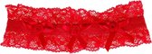 Kousenband rood met strikjes en roosjes