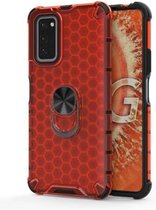 Voor Huawei Honor V30 / V30 Pro schokbestendige honingraat PC + TPU ringhouder beschermhoes (rood)