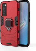 Voor Huawei nova 7 5G schokbestendige pc + TPU beschermhoes, met magnetische ringhouder (rood)