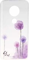Stijlvolle en mooie TPU-valbeschermingshoes met patroon voor MOTO G7 (paardenbloem)