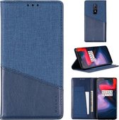 Voor OnePlus 6 MUXMA MX109 horizontale flip lederen tas met houder en kaartsleuf en portemonnee (blauw)