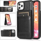 Effen kleur pc + TPU beschermhoes met houder en kaartsleuven voor iPhone 11 Pro (zwart)