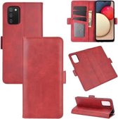 Voor Samsung Galaxy A02s (Amerikaanse versie) Dubbelzijdige magnetische gesp Horizontale flip lederen tas met houder & kaartsleuven en portemonnee (rood)