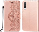 Voor Xiaomi Mi CC9 / Mi 9 Lite Flower Vine Embossing Pattern Horizontale Flip Leather Case met Card Slot & Holder & Wallet & Lanyard (Rose Gold)