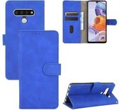 Voor LG Stylo 6 Effen Kleur Huid Voel Magnetische Gesp Horizontale Flip Kalf Textuur PU Lederen Case met Houder & Kaartsleuven & Portemonnee (Blauw)