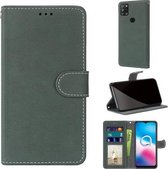 Voor Alcatel 3X (2020) Retro Frosted Horizontale Flip PU lederen tas met houder & kaartsleuven & portemonnee & fotolijst (groen)