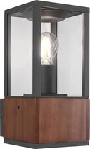 LED Tuinverlichting - Wandlamp Buitenlamp - Trinon Garinola - E27 Fitting - Rechthoek - Houtkleur - Natuur Hout