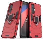 Voor Vivo iQOO 5 Pro 5G schokbestendige pc + TPU beschermhoes met magnetische ringhouder (rood)