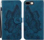 Retro Skin Feel Butterflies Embossing Horizontale lederen flip-hoes met houder & kaartsleuven en portemonnee voor iPhone 6 Plus / 6s Plus (blauw)