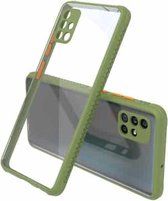 Voor Samsung Galaxy A71 Bandzijde Textuur Contrastknop Schokbestendig PC + TPU Telefoon beschermhoes (groen)