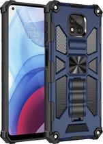Voor Motorola Moto G Power (2021) Schokbestendige TPU + PC magnetische beschermhoes met houder (blauw)