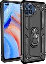 Voor OPPO Reno4 Lite schokbestendige TPU + pc-beschermhoes met 360 graden roterende houder (zwart)