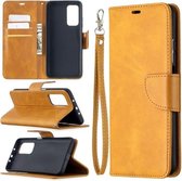 Voor Xiaomi Mi 10T 5G Retro Lambskin Texture Pure Color Horizontale Flip PU Leather Case met Houder & Kaartsleuven & Portemonnee & Lanyard (Geel)