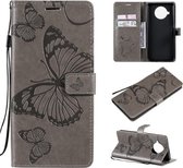 Voor Xiaomi Mi 10T Lite 3D vlinders reliëfpatroon horizontale flip lederen tas met houder & kaartsleuf & portemonnee (grijs)