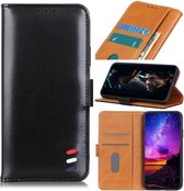 Voor Fujitsu Arrows NX9 F-52A 3-Kleur Parel Textuur Magnetische Gesp Horizontale Flip PU Lederen Case met Kaartsleuven & Portemonnee & Houder (Zwart)
