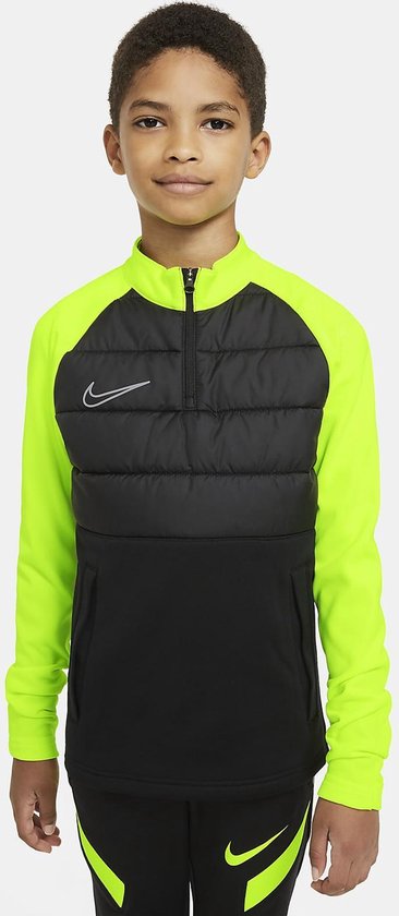 Nike Dry Academy Padded Dril sweater jongens zwart/lime - maat 164 | bol.com