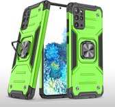 Voor Samsung Galaxy S20 Plus magnetisch pantser schokbestendig TPU + pc-hoesje met metalen ringhouder (groen)