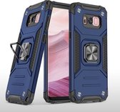 Voor Samsung Galaxy S8 Plus magnetisch pantser schokbestendig TPU + pc-hoesje met metalen ringhouder (blauw)