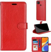 Voor Xiaomi Redmi 9C Pure Color Horizontale Flip PU lederen tas met houder & kaartsleuven & portemonnee & fotolijst (rood)
