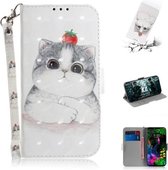 3D Schilderen Patroon Gekleurde Tekening Horizontale Flip Leren Case met Houder & Kaartsleuven & Portemonnee Voor LG G8 ThinQ (Leuke Kat)