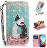 Voor LG K40S 3D Formule Patroon Magnetische Aantrekkelijkheid Horizontale Flip Leren Case met Lanyard, Ondersteuning Houder & Kaartsleuf & Portemonnee (Zwart-witte Kat)