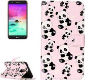 Voor LG K10 (2017) Gloss Oil Reliëf Panda Patroon Horizontale Flip Leren Case met Houder & Kaartsleuven & Portemonnee & Fotolijst