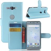 Voor Sony Xperia XZ2 Compact PU + TPU Litchi Texture Horizontale Flip Leren Case met Portemonnee & Houder & Kaartsleuven (Blauw)