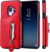 Voor Galaxy S9 effen kleur dubbele gesp rits schokbestendig beschermhoes (rood)