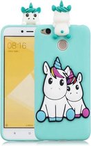 Voor Xiaomi Redmi 4X 3D Cartoon patroon schokbestendig TPU beschermhoes (paar eenhoorn)