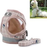 Reflecterend en ademend vest Trekkabel Pet Chest Leash, Maat: XS (Pink Grid)