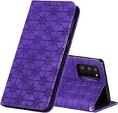 Voor Samsung Galaxy Note20 Lucky Flowers Embossing Pattern Magnetische Horizontale Flip Leather Case met houder & kaartsleuven (paars)