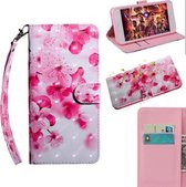 Voor Samsung Galaxy Note20 Ultra 3D Geschilderd patroon Horizontale Flip TPU + PU lederen tas met houder & kaartsleuven & portemonnee & lanyard (rode bloem)