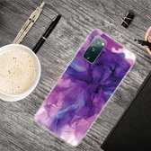 Voor Samsung Galaxy S20 FE marmeren schokbestendige TPU beschermhoes (abstract paars)