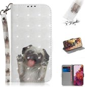 Voor Samsung Galaxy S21 Ultra 5G 3D Gekleurde Tekening Horizontale Flip Leren Case met Houder & Kaartsleuven & Portemonnee & Lanyard (Pug)