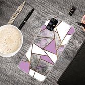 Voor Samsung Galaxy M31s Marble Shockproof TPU beschermhoes (Rhombus Grey Purple)