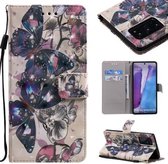 Voor Samsung Galaxy Note 20 3D Schilderen Horizontale Flip Leren Case met Houder & Kaartsleuf & Lanyard (Zwarte Vlinders)