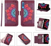 Voor Samsung Galaxy A7 (2018) / A750 Afdrukken Tweekleurig half mandala-patroon Dubbelzijdige magnetische gesp Horizontale flip lederen tas met houder & kaartsleuven & portemonnee & fotolijst