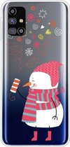 Voor Samsung Galaxy M31s Trendy Cute Christmas Patterned Case Clear TPU Cover Phone Cases (Fireworks and Snowmen)