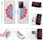 Voor Samsung Galaxy Note20 Ultra Printing Tweekleurig Half Mandala-patroon Dubbelzijdige magnetische gesp Horizontale flip lederen tas met houder & kaartsleuven & portemonnee & fotolijst & la