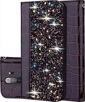 Voor Xiaomi Redmi Note 8 Pro Krokodil Textuur Glitter Poeder Horizontale Flip Leren Case met Kaartsleuven & Houder (Zwart)