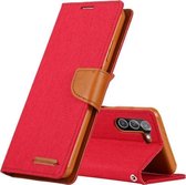 Voor Samsung Galaxy S21 + 5G GOOSPERY CANVAS DAGBOEK Canvas Textuur Horizontale Flip PU Lederen Case met Houder & Kaartsleuven & Portemonnee (Rood)