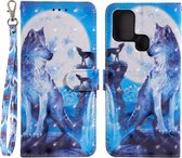 Voor Samsung Galaxy A21s 3D Schilderen Patroon Gekleurde Tekening Horizontale Flip PU Lederen Case met Houder & Kaartsleuven & Portemonnee (Wolf)