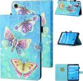 Voor Lenovo Tab FHD M10 Plus X606F Gekleurde tekeningstiksels Horizontale flip lederen tas met houder & kaartsleuf & slaap- / wekfunctie (kleurrijke vlinders)