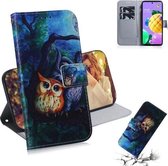 Voor LG K62 / K52 / Q52 Gekleurde Tekening Horizontale Flip Leren Case, met Houder & Kaartsleuven & Portemonnee (Olieverf Uil)